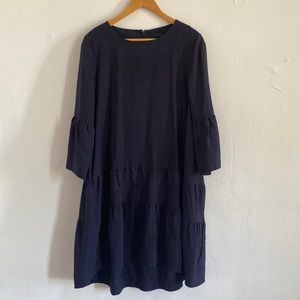COS navy blue flare dress, size 8